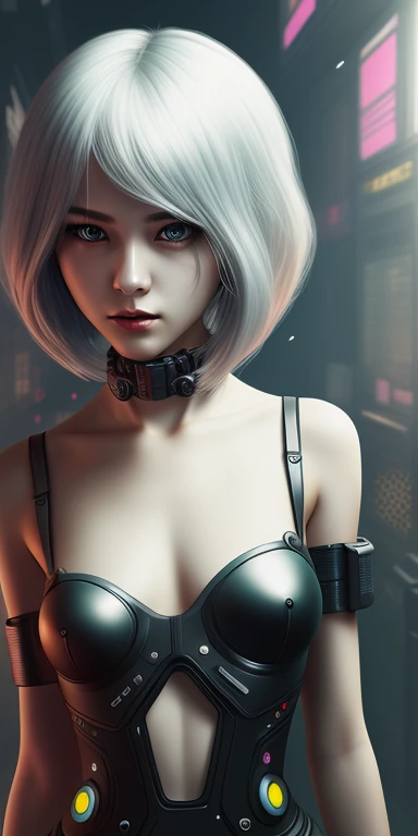 highest quality、highest resolution、girl、silver hair、charming eyes , cyberpunk style,alone,arms、22 years old、laser gun、planet