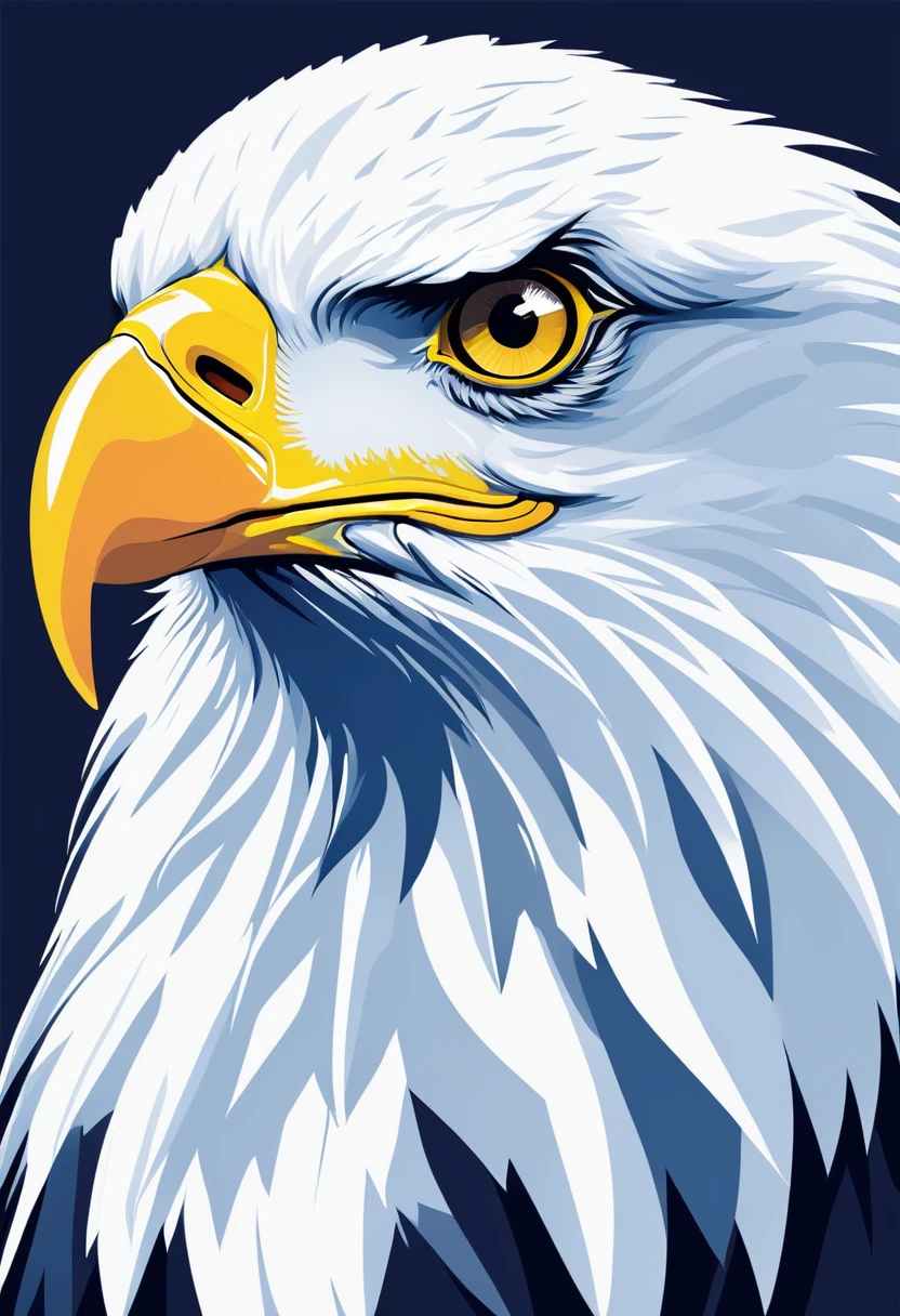 White eagle head vector art, flat vector art using simplicity in vector art、Pure expression，Highlight simplicity and clarity of form，Bring simplicity and modernity to your work