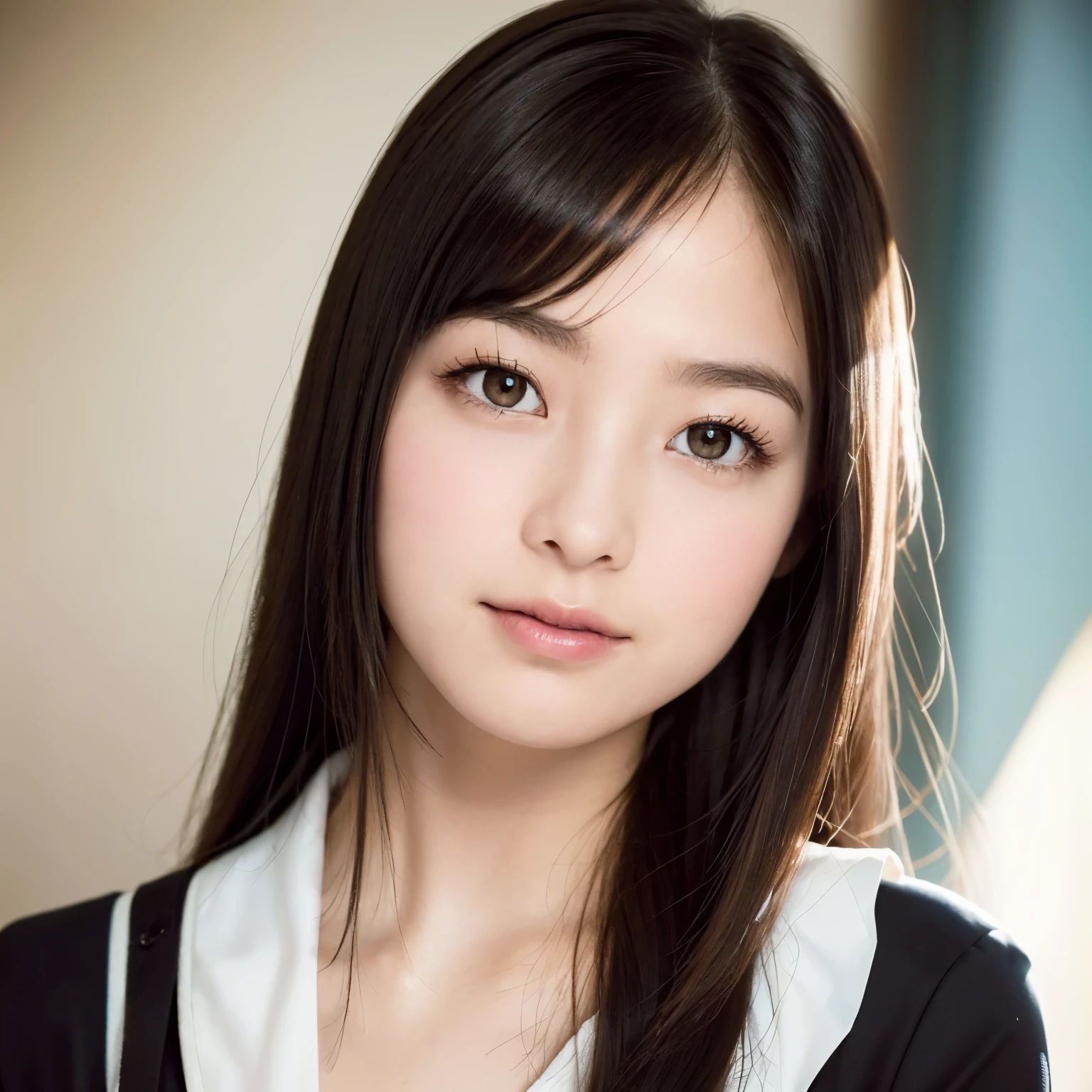 Highly detailed CG Unity 32k wallpaper, realistic , photo-realistic , Raw photo , High-definition RAW color photo , professional photos , highest quality , 超A high resolution , super detailed , official photo . break out of sharp focus , detailed shadow , soft lighting , Bokeh , bloom , light from the front , cinematic lighting , light shines on your face , beautiful lighting , retro environment , camera flash , polaroid photo , i will fix it , graduated tone , film grain . adorable girl , kind , thank you , enchanting smile , natural makeup , beautiful eyes , Big eyes , natural eye . thin eyebrows . break small breasts . slim . low length . beautiful skin . glowing skin . smooth skin . natural skin . Blake POV . ((close)) . (beautiful face) .１people、 half body shot,Highly detailed cute girl,(20-year-old)、