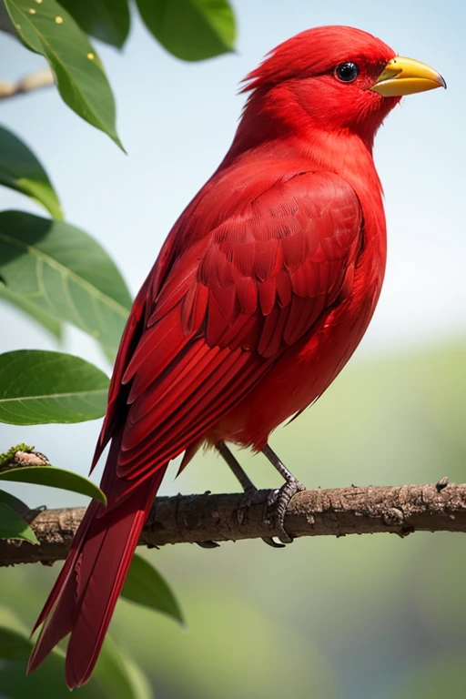 Bird perched in a tree, Renderizado realista natural, brasil, fotorrealista altamente detalhado, photorealistic rendering, Arte conceitual fotorrealista, Render hiper real, red realistic 3d rendering, Aves da CGsociety, imagem fotorrealista, fotorrealista altamente detalhado, hyper-realistic detailed rendering, Imagem detalhada fotorrealista, Red Bird, super detailed rendering, high quality rendering