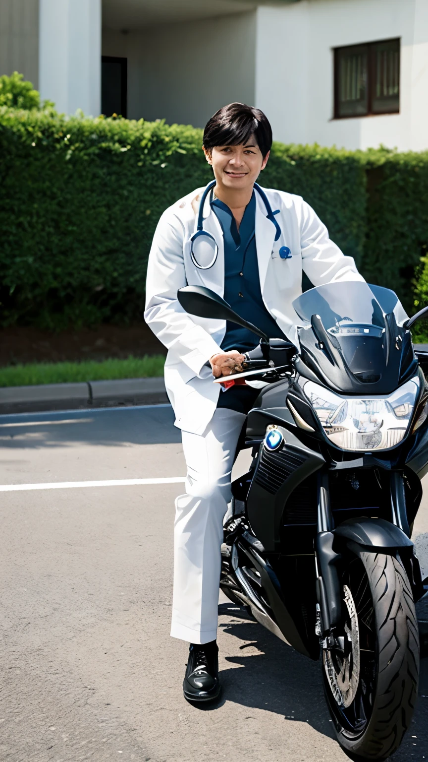 A doctor with his BMW motorbike 