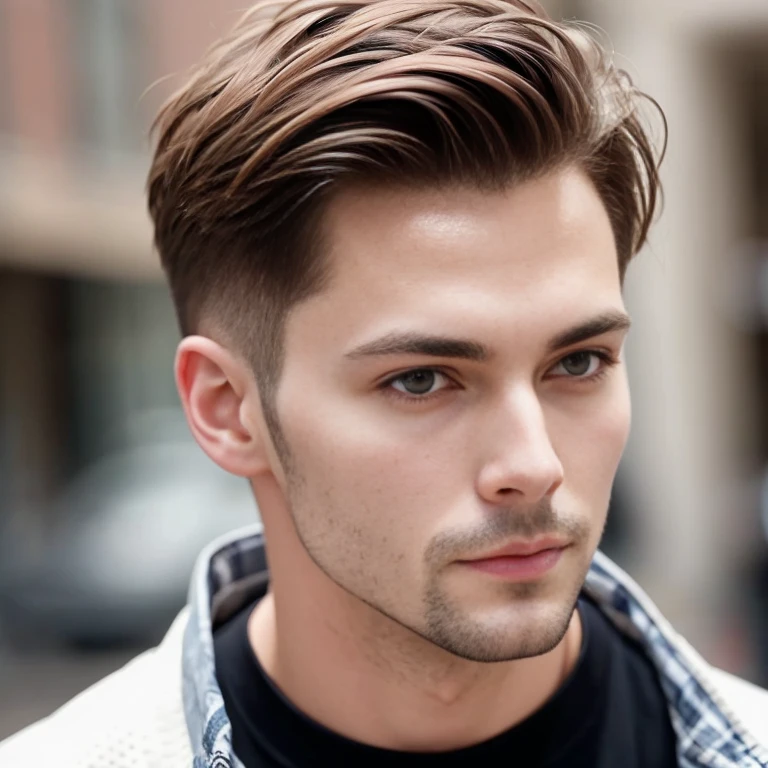 a man Jodie perfect short hair focus on face