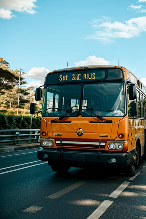 a bus, grande, em destaque, em uma viagem, 8k, realista, fotografia