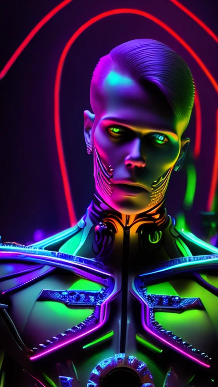 1mechanical boy, ((ultra realistic details)), portrait, global illumination, shadows, octane render, 8k, ultra sharp, metal, intricate, ornaments detailed, cold colors, egypician detail, highly intricate details, realistic light, trending on cgsociety, glowing eyes, facing camera, neon details, machanical limbs, blood vessels connected to tubes, mechanical vertebra attaching to back, mechanical cervial attaching to neck, sitting, wires and cables connecting to head, detailed face, blurry background, vibrant color, Post-apocalypse, Cult of Cthulhu, uturistic, bright neon clours, best quality, high resolution, alien , giger, viscera, post, peeled flesh, guro, broken creature, deadman, a dangerous looking sprinkled man bright neon blood on top of a table with a alien head, high contrast, sharp purple neon, in the style of giger in the hole, with a lot of blood around, deep contrast, hyperrealism, hyper realistic color photo, realistic photography, ultra realistic, biomechinical, biomachines, ((hnsrdlf style)), detailed reflections, dark atmosphere, gothic art, futuristic, realistic blood, realistic reflections, RTX graphic, HDR, ultra detailed, realistic blood, RTX graphic, HDR, ultra detailed, ultra realistic shadows, ultra quality, neon yellow, neon purple, neon blue, neon red, bright colours, ultra constrast
