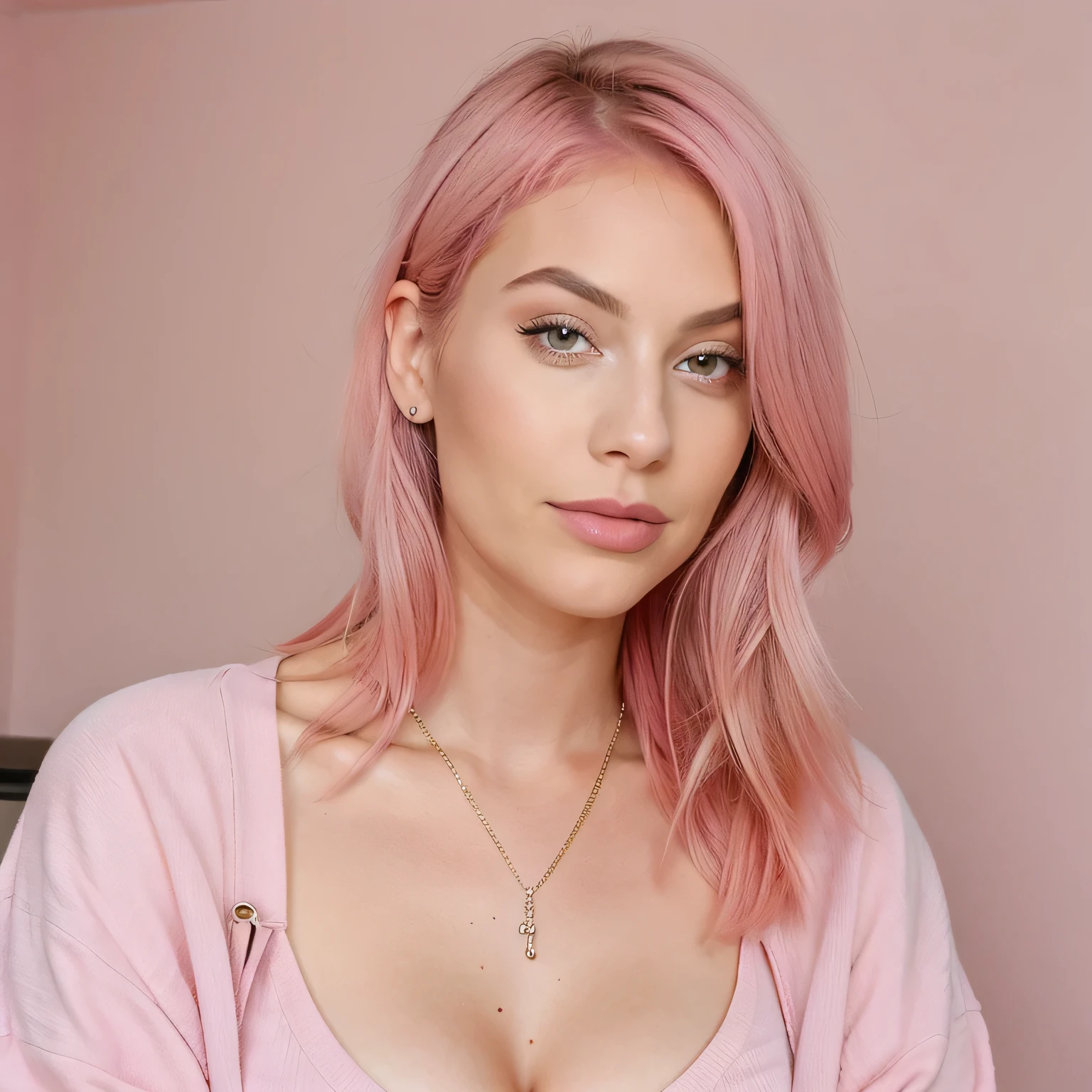 beatiful woman 21 old, pink hair, influencer, instagram