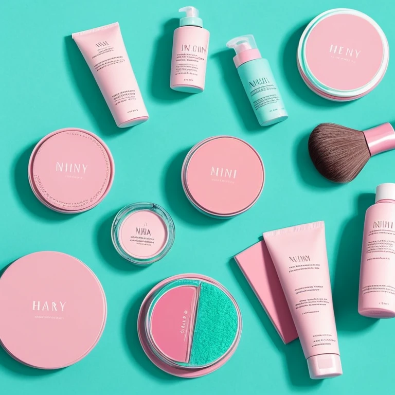 A brand with hair products, the brand is called nin beauty, the reference colors are light pink and turquoise or aqua green