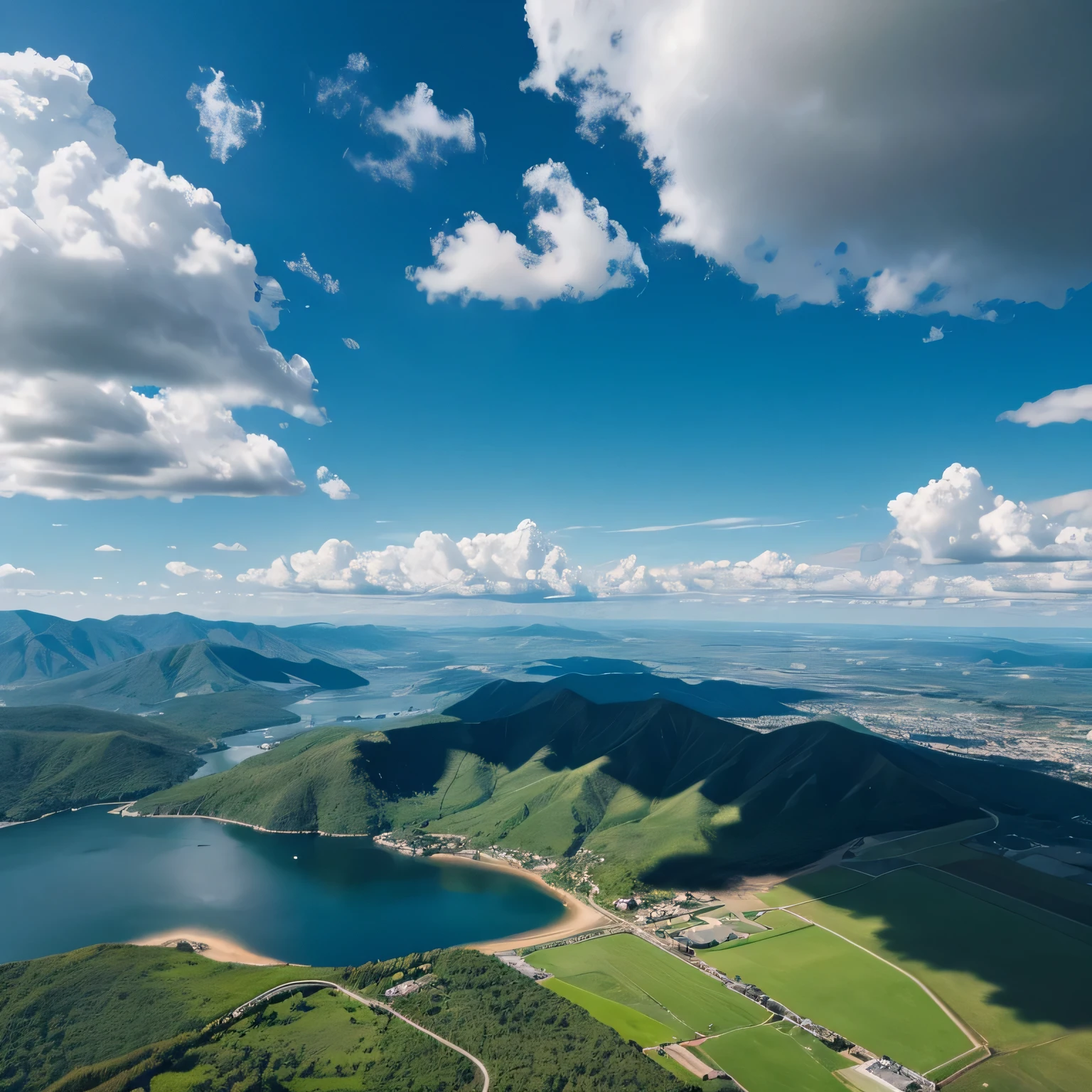 photo of blue sky, day, sun, clouds, cinematic lighting, UHD, masterpiece, super detail, high quality, highres, view from above