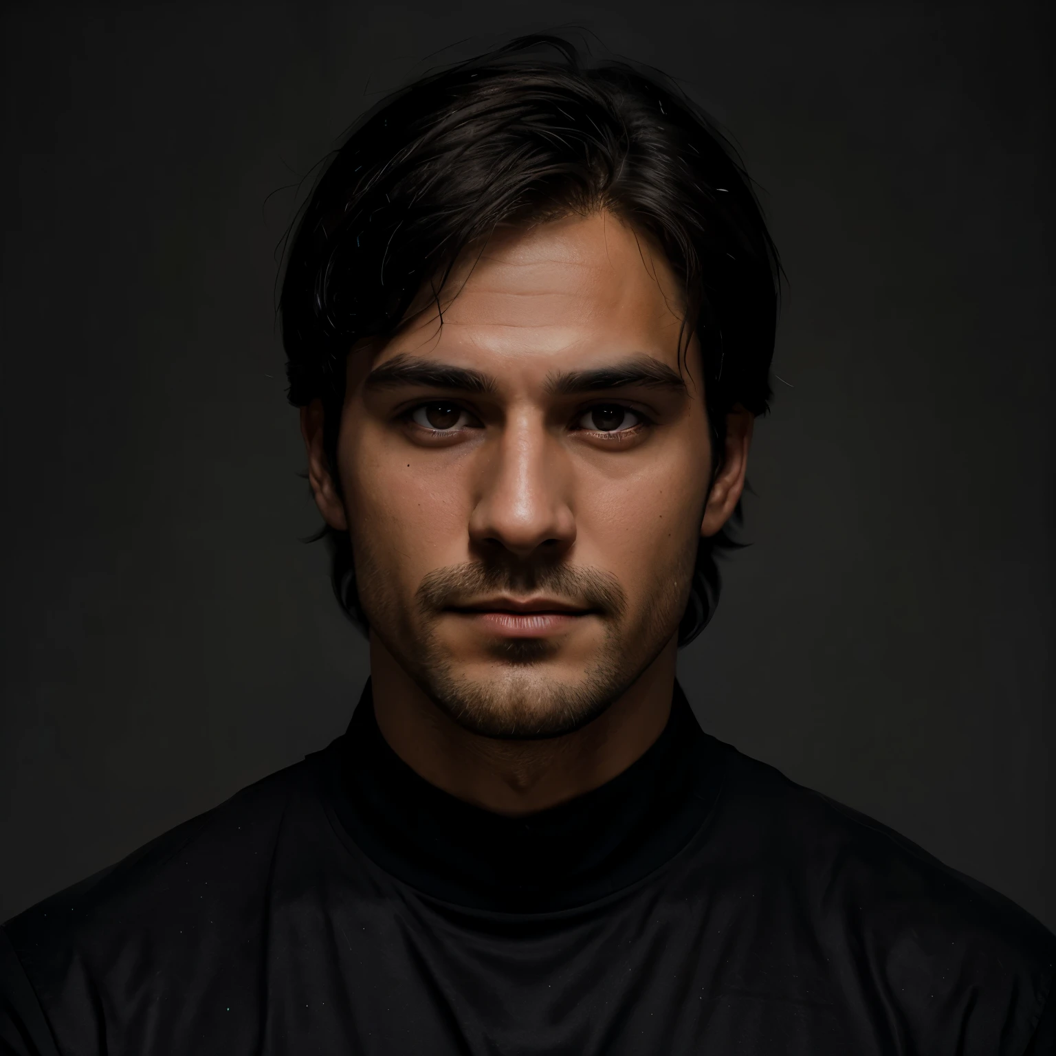 A dark,non-bearded,box-headed,handsome man