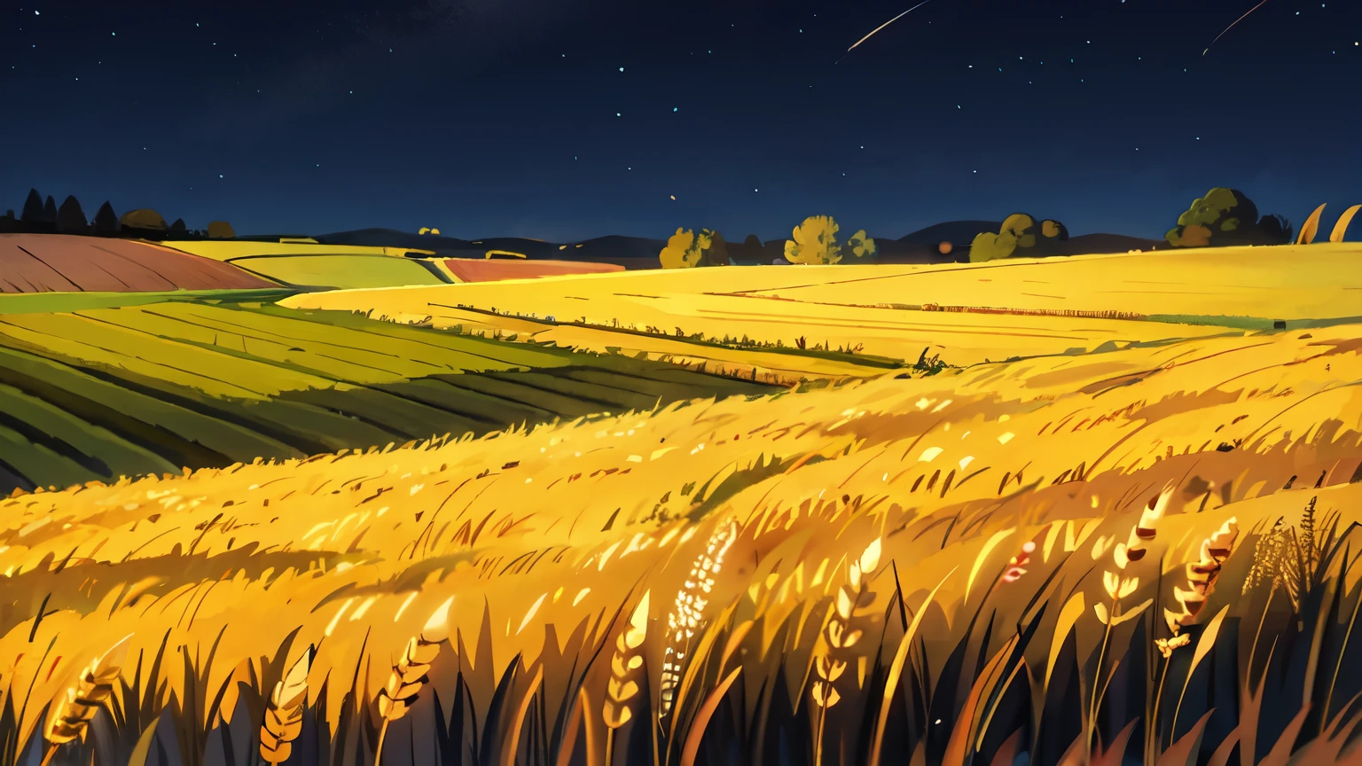 Wheat field, night
