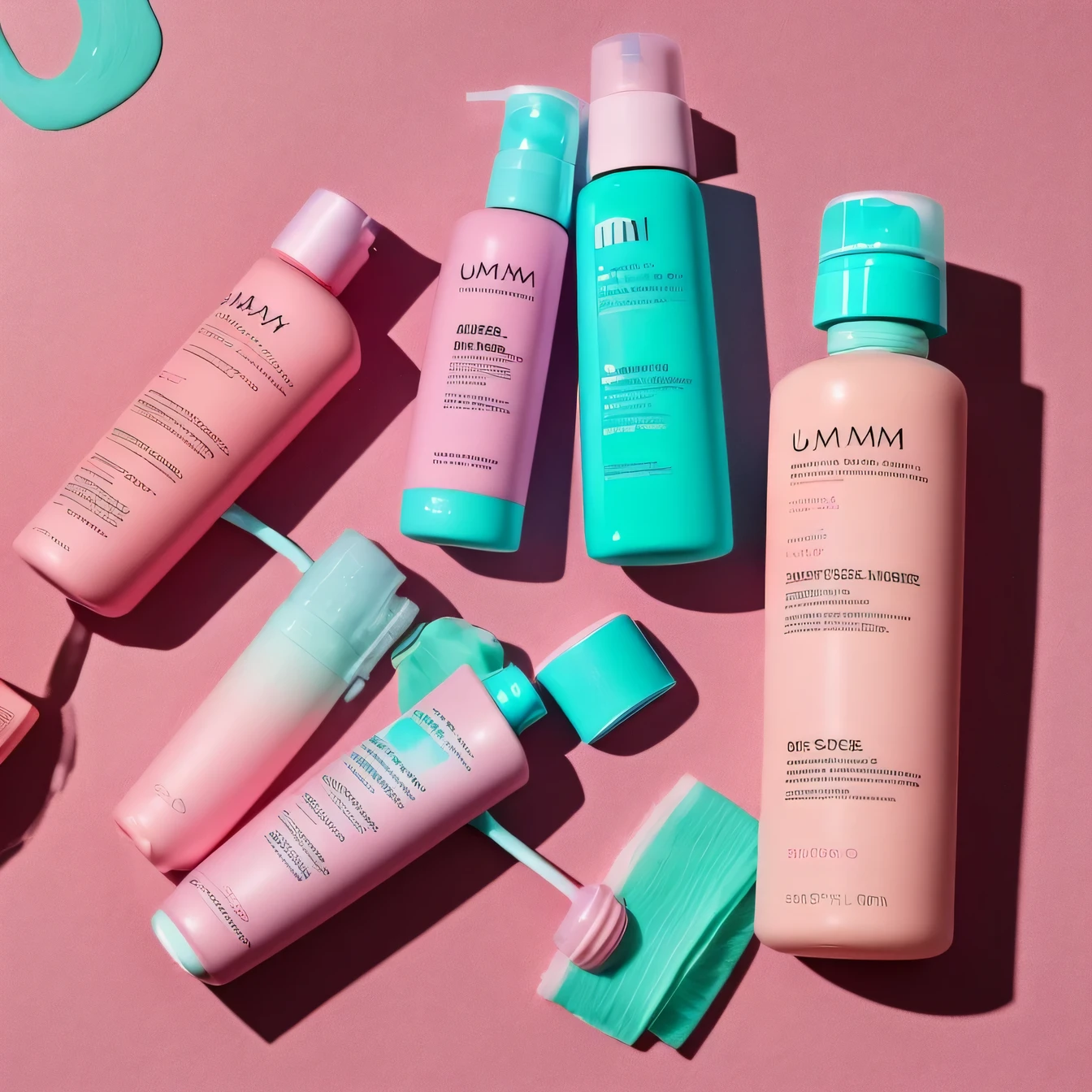 Um ponte de creme,a conditioner and shampoo for curly hair in pink and turquoise named after nobody beauty