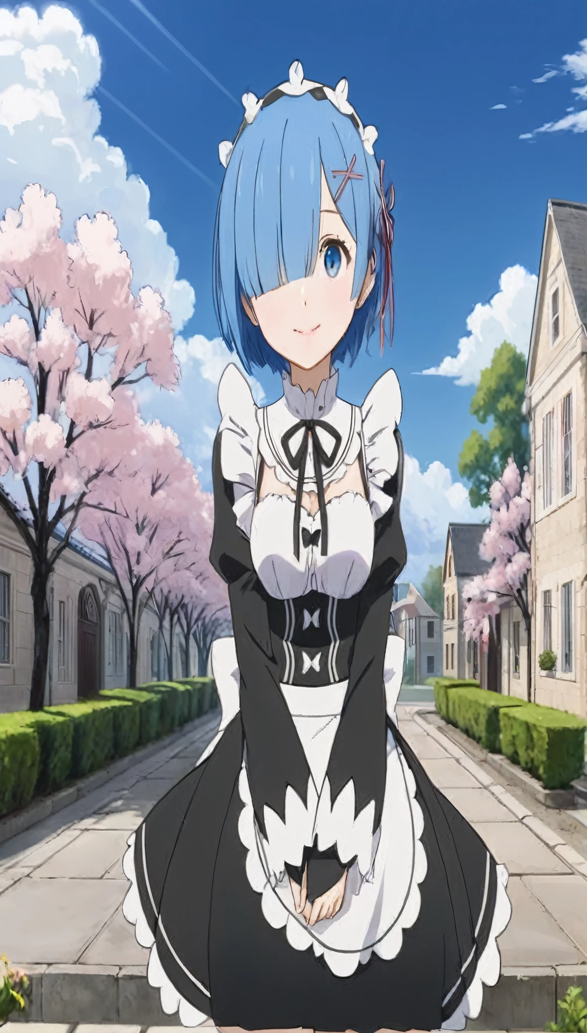 tmasterpiece,Best quality at best,8K,detailed skin textures,realistically,Fine cloth texture,beautiful detailed face,Complicated details,Alone,1 adolescent girl,ayanami rei,ultra - detailed,Delicate hair,((blue short hair)),blush blush,(opens his eyes wide:1.3),(eyes reflection:1.6),shy lily,(smooth private parts,Skin reflects light),(shiny skins),Nipple shadows,(Slim, aprons,ruffle ruffles),((Large breasts):1.2,great legs),Close-up Shot Shot,delicacies,Side view,looks into camera