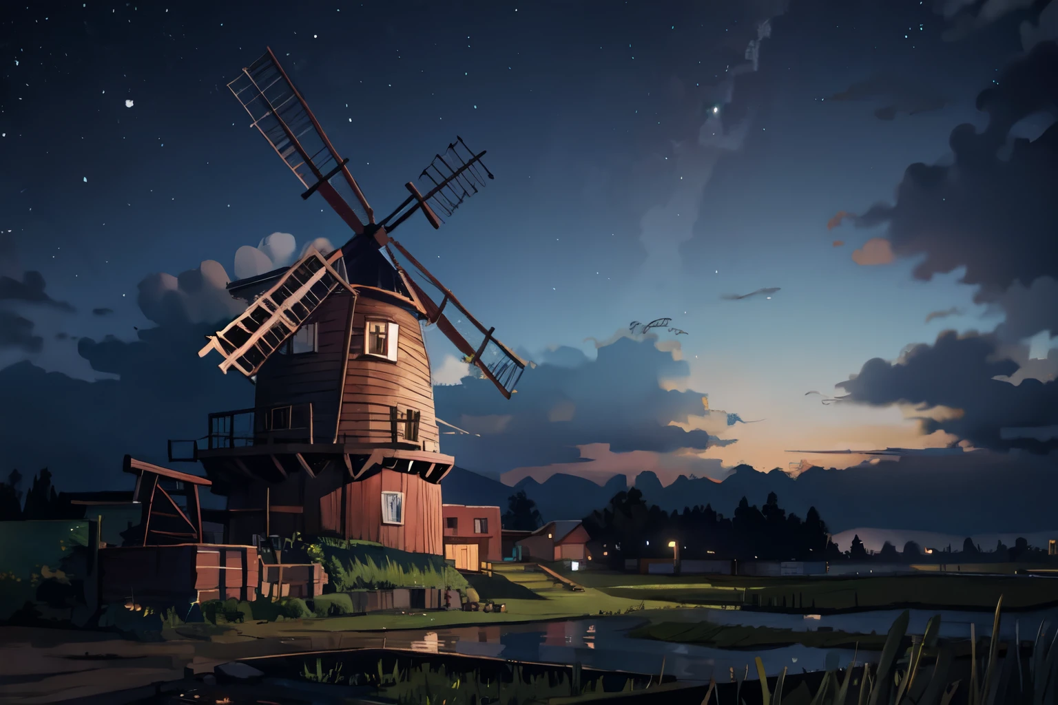 Mill, night