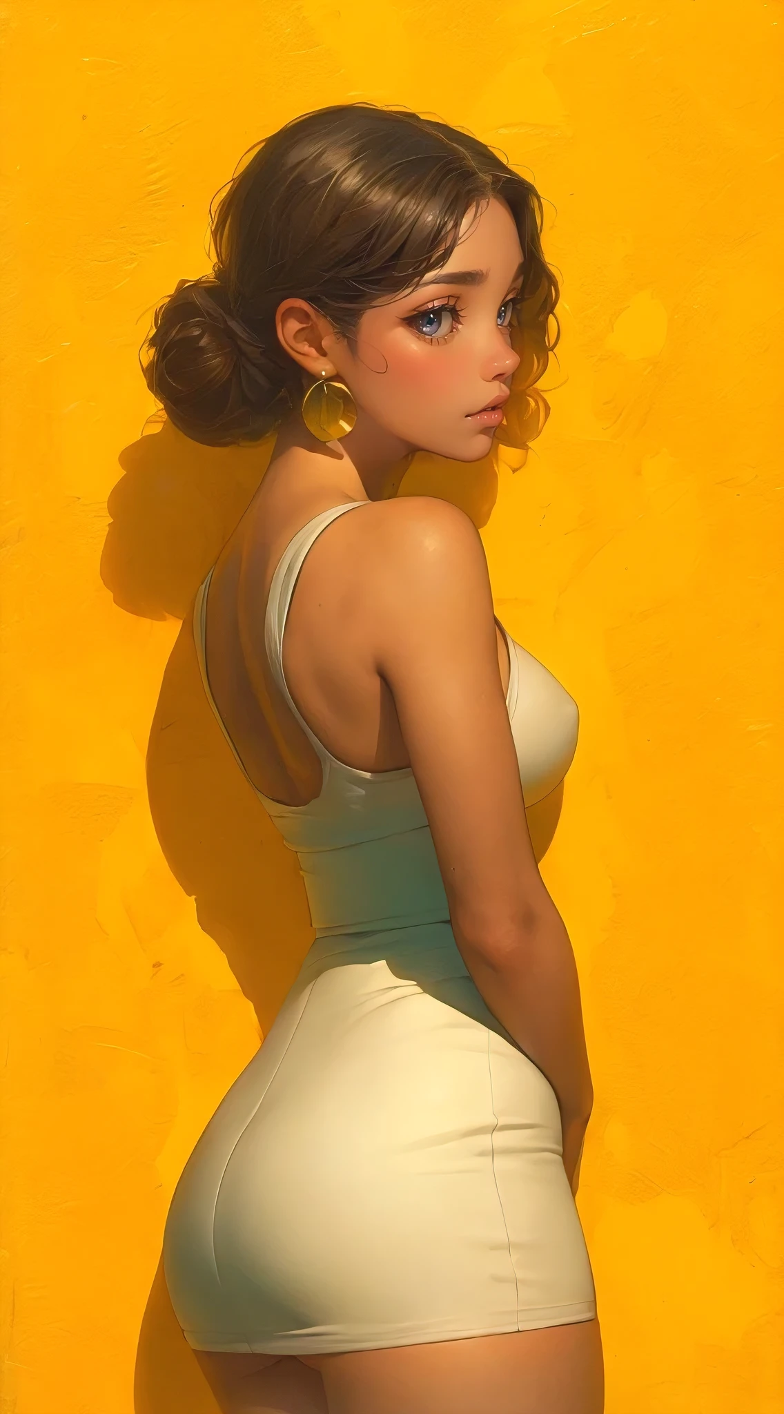 (best quality, masterpiece:1.2), illustration by artgerm and norman rockwell, attractive woman, perfect body, huge breasts, nice ass, hyperfeminine curves, cute and playful, emotive expression