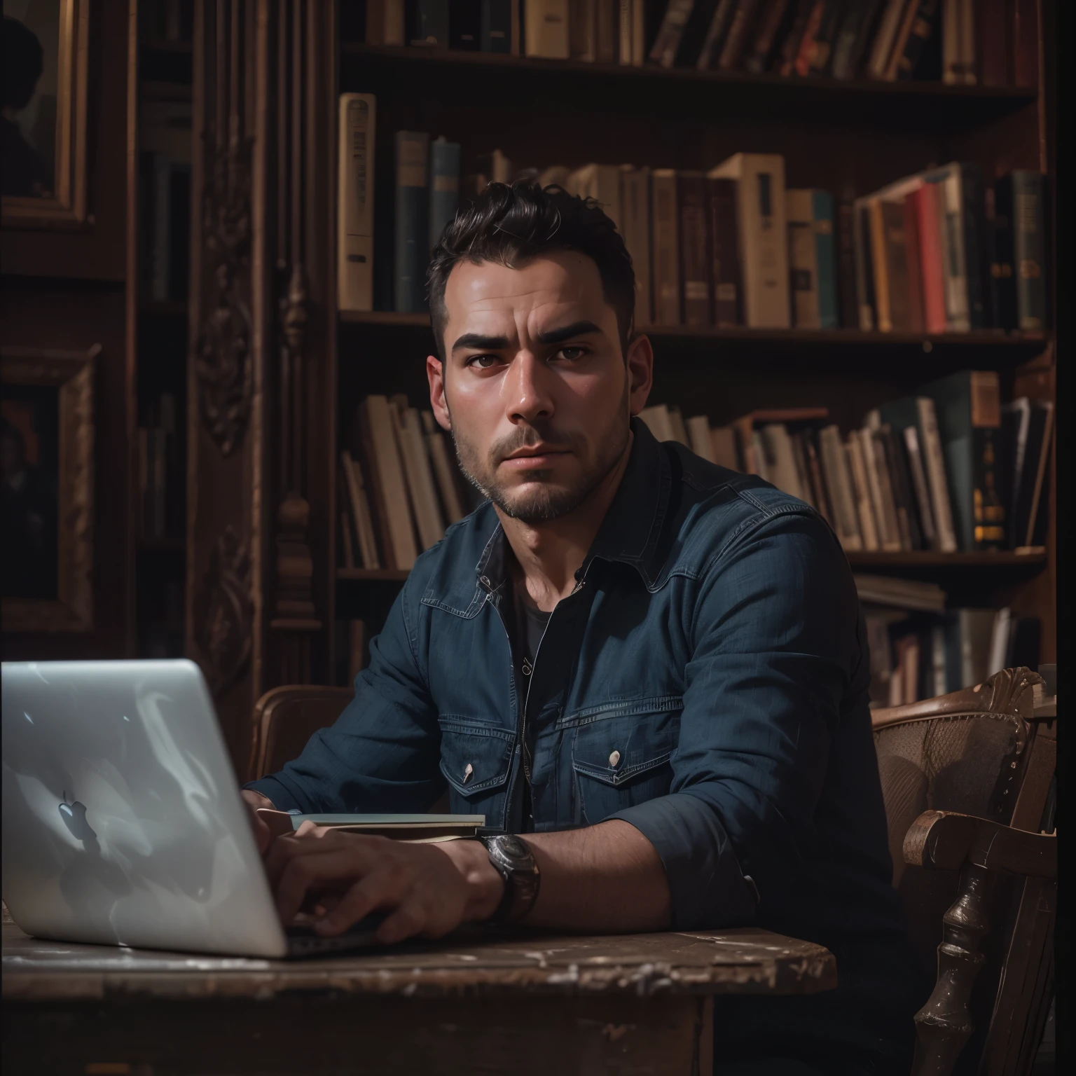 Arafed man sitting at a table with a laptop computer, alexey egorov, Sergey Zabelin, editorial portrait, Book portrait, aleksander rostov, Konstantin Porubov, Alessio Albi, Etienne Delessert, be friends, with a laptop on your lap, Reza Afshar, Esoteric Symbols