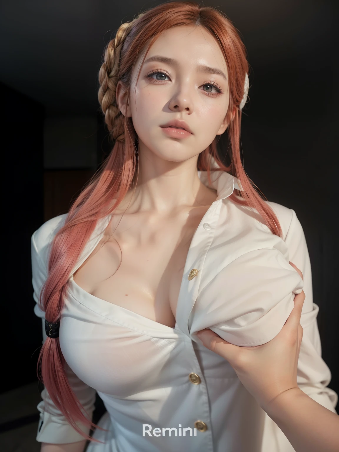 un primer plano de una mujer pelirroja con una camisa blanca, obra de arte al estilo de guweiz, anime hiperrealista, estilo anime realista 3d, [ arte digital 4k ]!!, realistic anime art style, hecho con estudio de pintor anime, realistic art style, anime fotorrealista, inspirado en Kim Deuk-sin, chica anime seductora