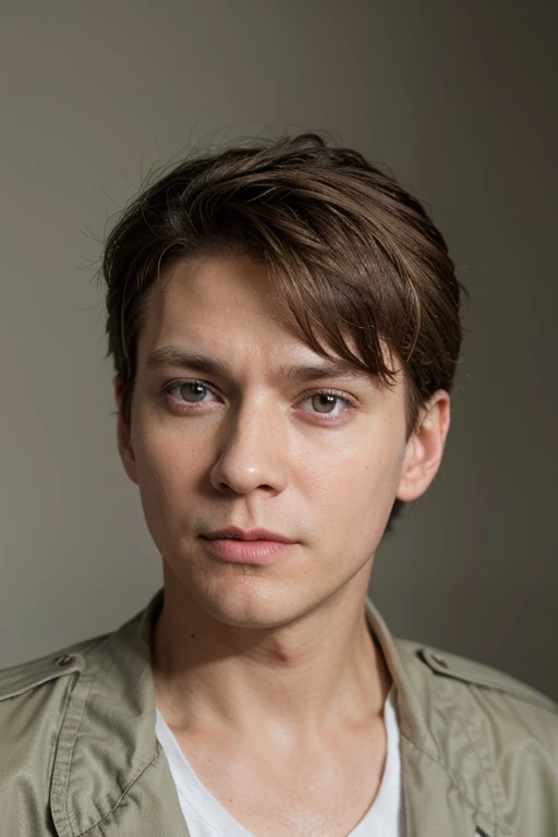 portrait photo of face, nude man, short military style haircut, blonde, clean shave, 35 years old,, 25% Erik Estrada, 25% Joseph Sikora, 25% Peter Fonda, 25% Aaron Paul, plain neutral background, soft uniform lighting, no shadows, facing camera, short blond hair