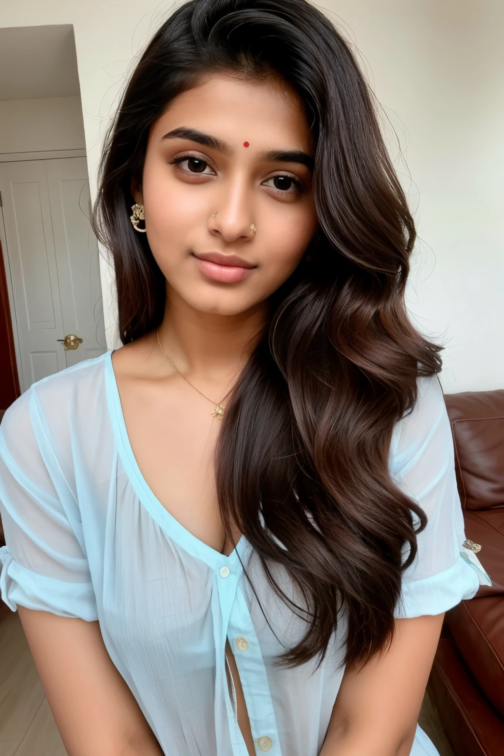 Beautiful, cute indian Instragram model age 19 years old, attractive face.