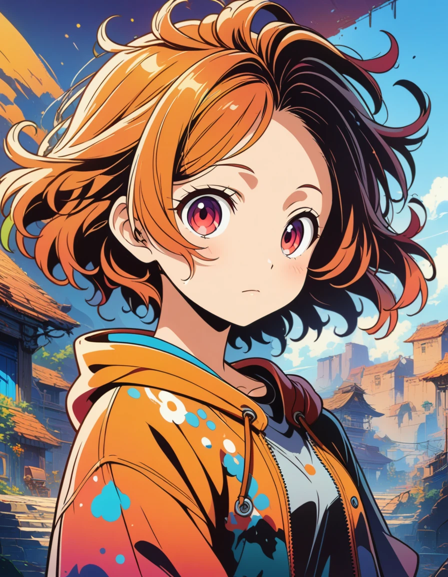 1girl, concept art, Vector Art, aesthetic, Vector Cartoon Illustration, vector, complex details . digital artwork, bright colors, bold outlines, illustrative, (masterpiece), (best quality), (ultra-detailed), very aesthetic, illustration, disheveled hair, perfect composition, moist skin, intricate details, anime artwork, anime style, key visual, vibrant, studio anime, highly detailed