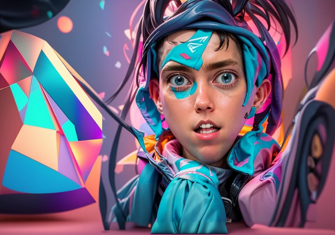 a geometric pattern, flat 2d design, abstract style, non-realistic, Surrealism, Futurism, Abstract expressionism, super detail, best quality, 8k, high key lighting, psychedelic vibes, bizzare composition, asymmetrical, shiny plastic, synthwave colors