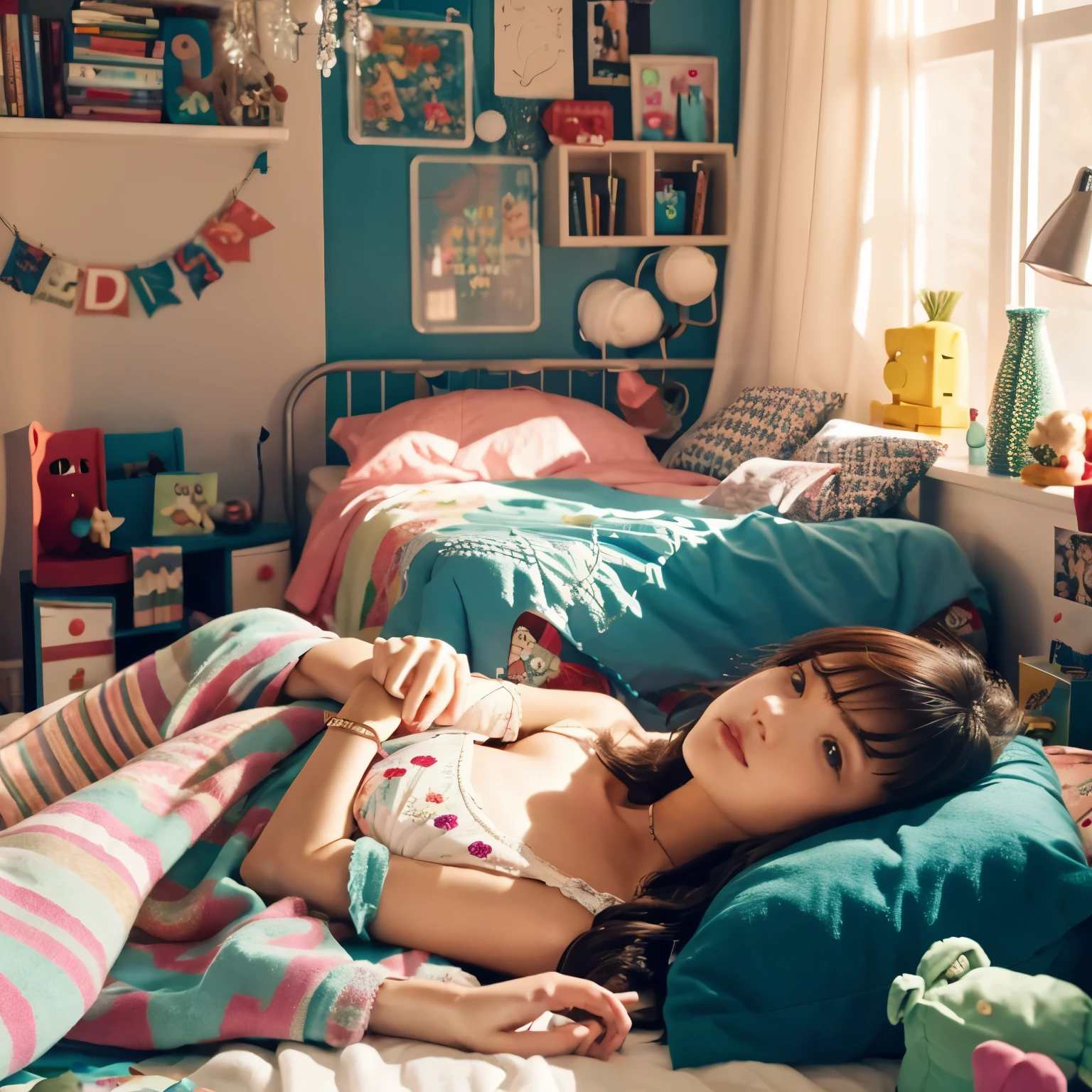 Girl reading a book lying in her decorated room from Wattpad 