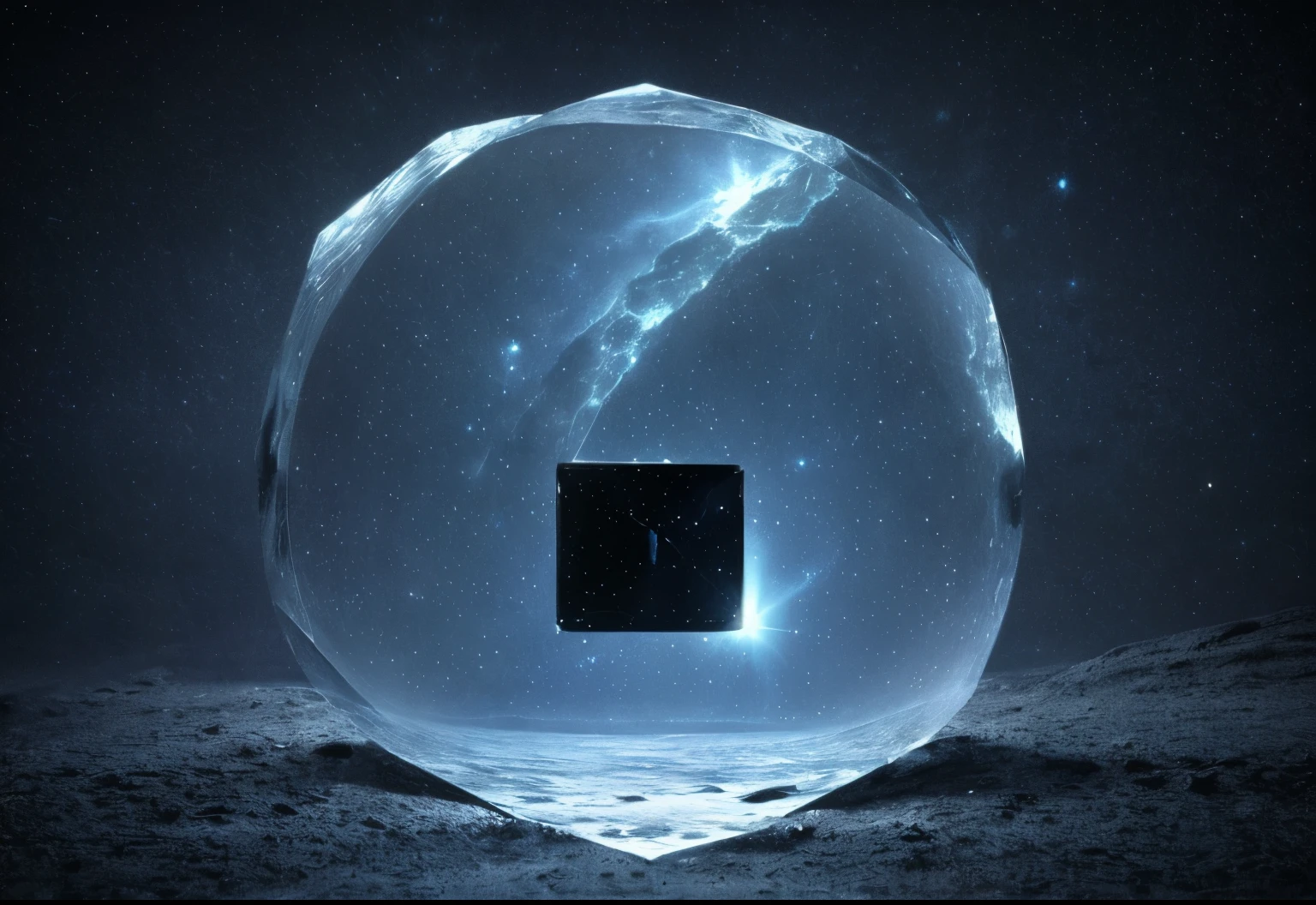 space, dreamlike, symbolism, surrealism, symbol, surreal, abstract, texture, concept art, 8k, shadowed, atmospheric, stars --uplight, square, (perfect square), (mirror), square, water, aquarium