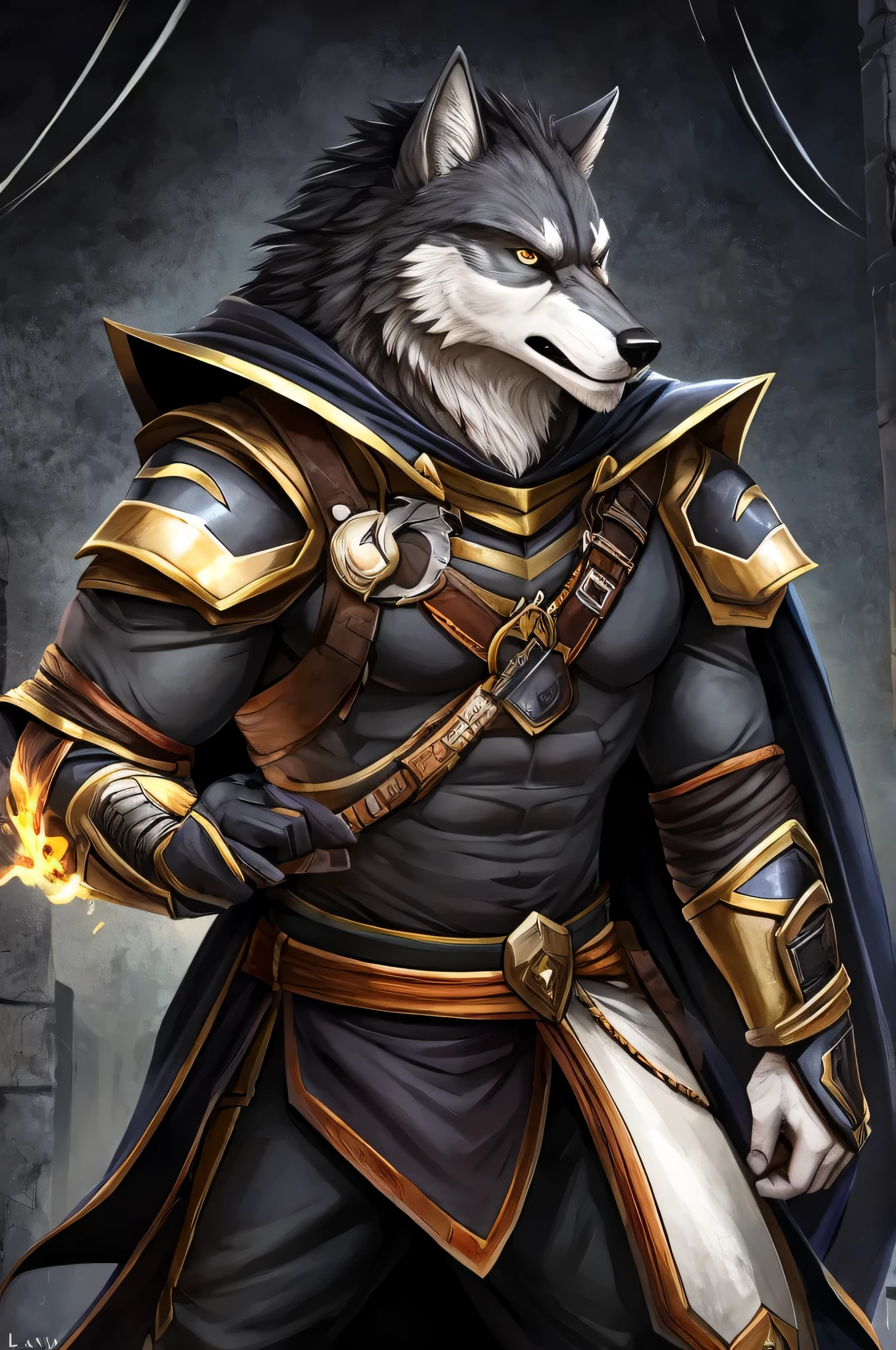 Garru has an imposing figure and a muscular body，This shows his strength and leadership。. His face shows a combination of human and wolf features.: Have a strong square jaw, Pointy wolf ears stick out from the messy hair，bright eyes full of determination. Its dark gray fur is decorated with light markings.，highlight its fur., He has visible scars on his face and arms..., Witnesses of the battles he endured.

Clothes that suit you, Can wear basic armor made of leather and metal, Shows signs of use and maintenance. when he led the uprising，He can also wear a long flowing cloak behind him., Add a touch of drama to your look.

Judging from facial expressions, Jialu&#39;The expression is firm and resolute, The frown shows his determination and concern for the people&#39;reason.