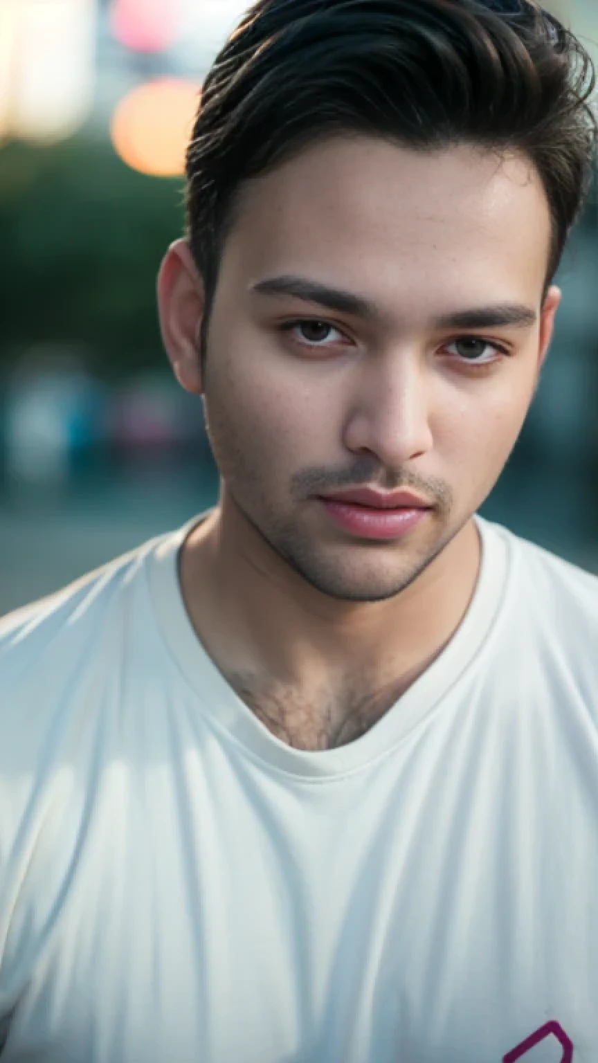 A beautiful young bearded man with highly detailed skin,8k,high res,ultra realistic, photorealism,(real life photo,realistic:1.9),best quality,ultra-detailed,professional,vivid colors,sharp focus,physically-based rendering,studio lighting,bokeh,portraits, looking awa