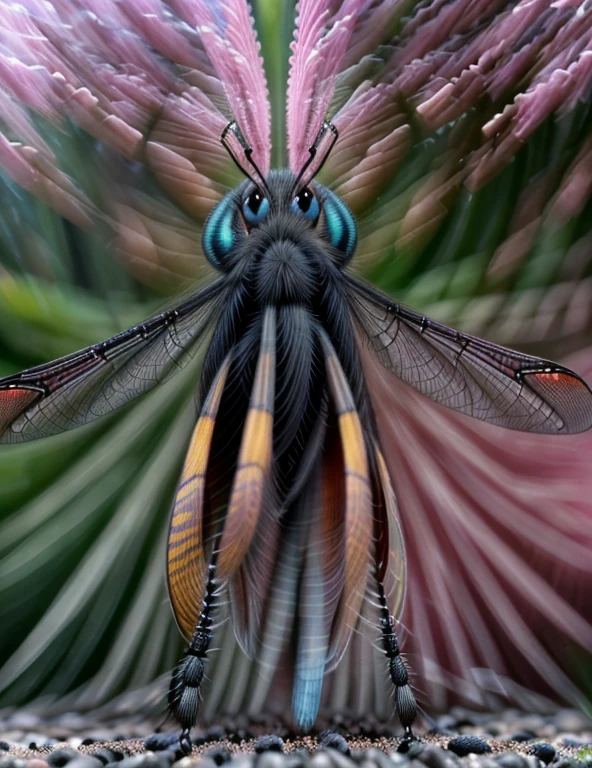 Macro photo of an imaginary magic insect., Hermoso , , Fancy, Science fiction, Asombroso, asombroso, vivid, vistoso, en , hojas, plantas, mosquito dengue, gotitas de agua,fusion,obra maestra, (foto realista:1.5), DSLRm 8k, HD, (ultra realista:2),