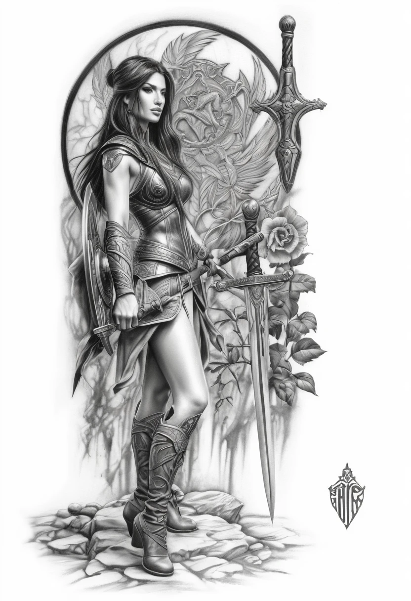 ((highest quality)),(ultra high resolution),(Super detailed),(detailed description),((best CG)),(best work of art),super precision art,amazing drawing art,(Fantasy art with precise details:1.5), (1 woman:1.8),(A detailed carved ax:1.7), angel swinging a big ax,