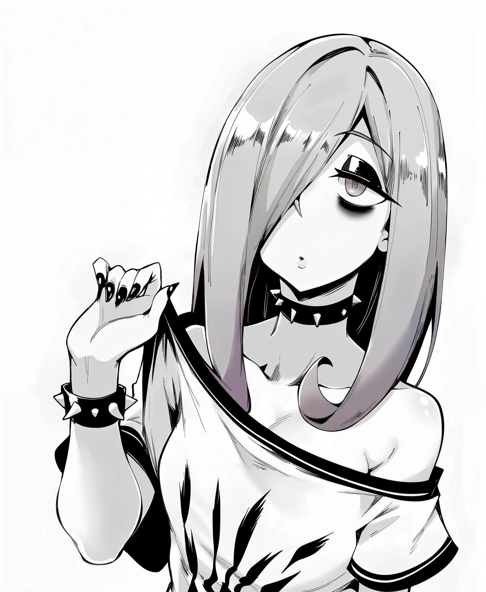 (((((((ink painting,monochromatic world, using only shades of black, white, and gray,Dark Style, Grim,pubic tattoo,))))))(((sweater,cleavage dress,BDSM,))) (((saliva,tongue from mouth,blush:1.7,baggy cuffs,off shoulders))),(zentangle:1.1), (geometric:1.1), ((1girl,under-aged,amazing,sharp focus,seductive girl,Solo,from above:1.2))(Masterpiece,Best quality, offcial art, Beautiful and aesthetic:1.2),((超高分辨率,Golden ratio,)) (16k),((upper upper shot,close of face:1.2,focus on face:1.2,Female dream demon,sagging breasts,gigantic breasts)),(Physically-based rendering),Sharp focus, (((highdetailskin,))),Intricately detailed clothing,Delicate pupils,heart pupils,crimson pupils,danfeng eye,((((detailed hair|middle hair|steep bangs|Long bold side bangs|top bow|ahoge)))),Slender,(masterpiece sidelighting),(The sheen),(beautiful hair,beautiful eyes,)((unbelievable Ridiculous quality,blur background,)),((extremely_Detailed_Eyes_and_face)),Movie girl,(Dynamic configuration: 1.2),Brilliant,Glossy, (Photorealistic), ((hairpin)), two-sided fabric,disheveled hair,Ultra-precise depiction, Ultra-detailed depiction,