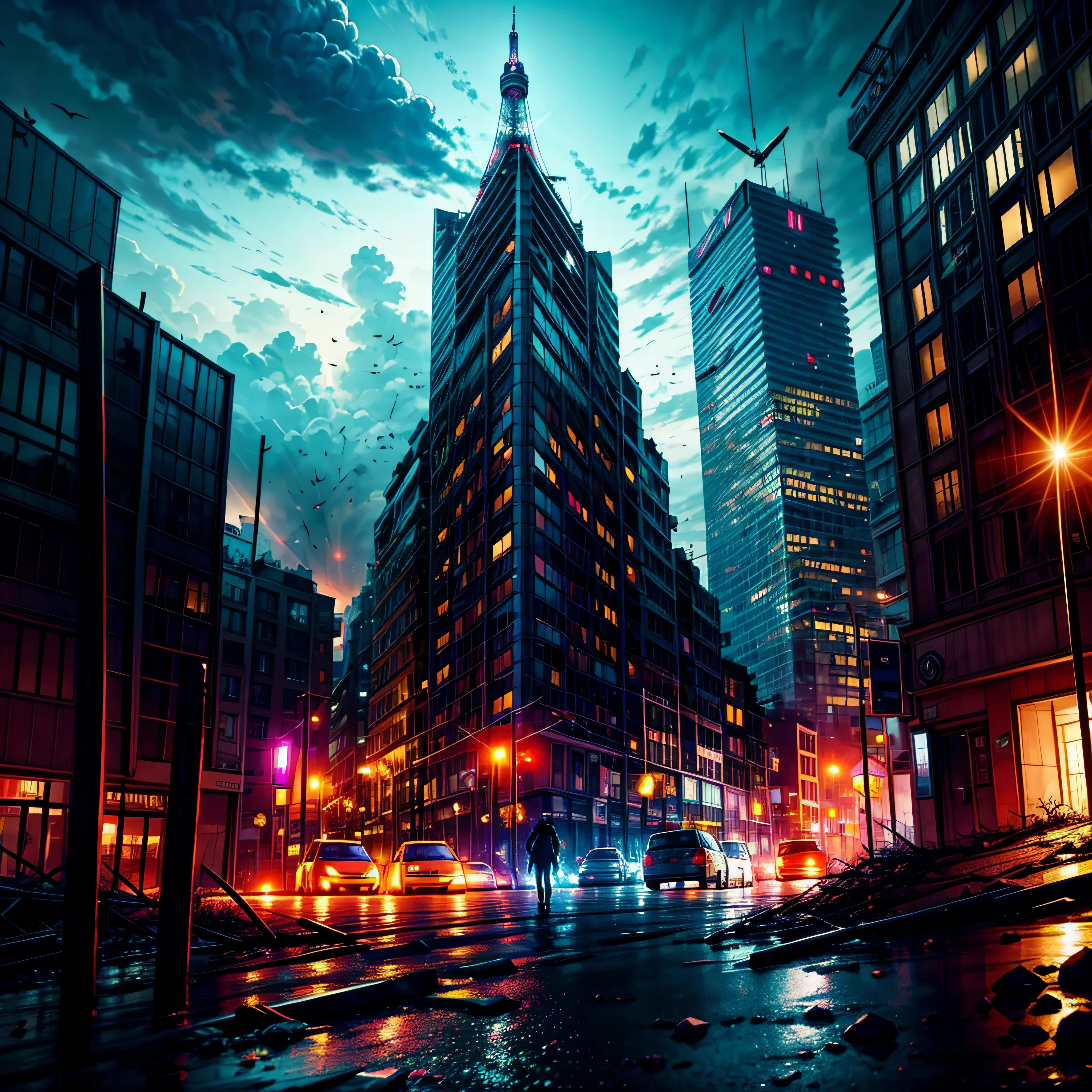 Scene Hero type depiction of adventurers fighting a dragon in a dungeon, action pose, "Dungeons & Dragons" Giant Dragon, Giant Dragon climbing Towering Eiffel, Huge Dragon on a large scales, Majestic Titanium Dragon, Huge Dragon, Giant Monarch, Detailed background, Dystopian cityscape, Apocalyptic city skyline, The ruins of the wrecked city, The demolished urban environment, Crumbling city streets, Desolate city center, Scattered skyscrapers, Crushed buildings, Infrastructure damage, Roads and bridges were damaged, Crashed vehicle,Falling debris, Burning wreckage, Smoggy air, deserted city, Glowing eyes, sparkle eyes, Fierce eyes, menacing eyes, glowing light eyes, piercing eyes, Powerful eyes, Ominous eyes, Illuminate your eyes, Sharp teeth, Sharp fangs, Fierce jaws, Powerful jaws, Very wide open mouth, Long tongue, Whip the tongue, Slimy saliva,Toxic saliva, Huge feet, Huge stomping, Huge claws, Crushing force, Scaly covered skin, glistning skin, Thick armored hides, Alien textures, Iridescent surface, Bioluminescent pattern, Dark and dangerous atmosphere, Sinister and contemplative emotions, Ominous and ominous environment, Mysterious and eerie environment, Cinematic lighting, Dramatic lighting, eerie lights, Surreal lighting, Otherworldly lighting, Ominous Shadows, Descending shadows, Creeping shadows, Explosions and sabotage, Holocaust, Chaos and panic, battles, resistance, Fight hard to survive, A huge Dragon over the city, In contrast，Cities are playgrounds for creatures, An epic confrontation between monsters and humans, Dark and moody color scheme, Vibrant neon lights, Pulsating electrons. Eiffel deep path equirectangular symmetrical meticulously intricate Cinematic sunlight ultra_high-details extreme improved ultra_high-quality ultra_high-resolution ultra professional photorealistic optimal ultra_sharp-focus ultra_high-definition 32K XT3 DSLR vivid colors-coded saturate tone-mapping fleuraison monarch varies multi etc. --v6 --s1000 --c20 --q5 --chaos100