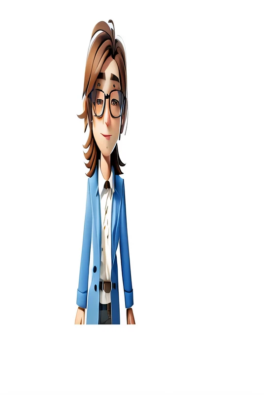 uma imagem em desenho da mesma personagem so que em diferentes formas utilizando heaset, oculos e roupa azul