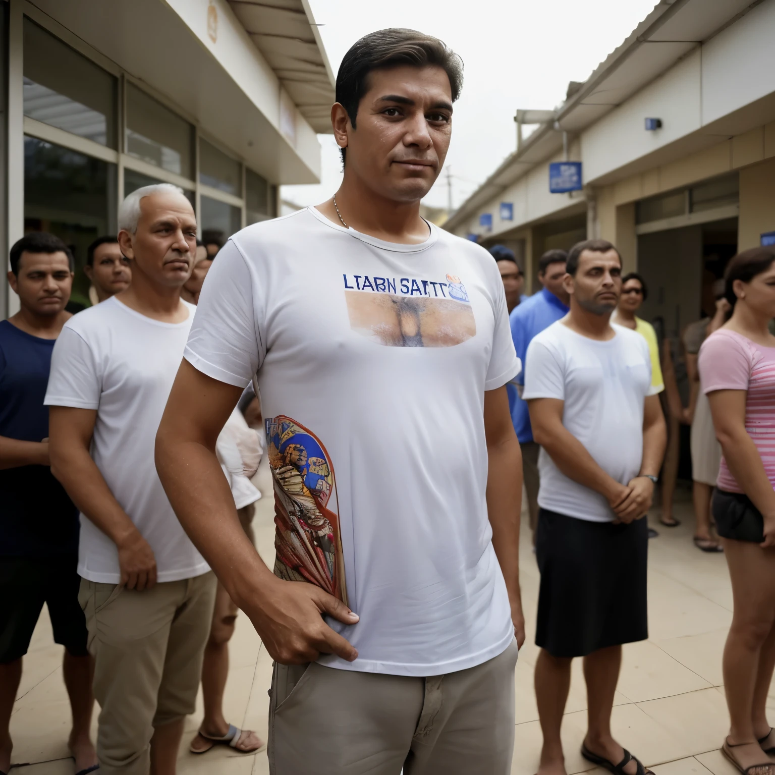 Homem, realista, in a long line at a lottery 