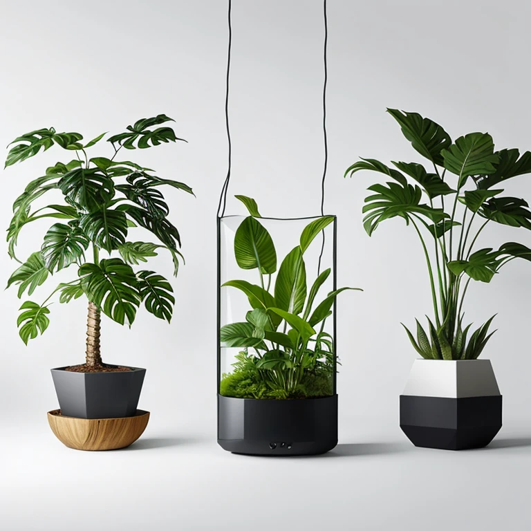 Modern, enchanting plant artworks fusing plants, technology, and luminosity