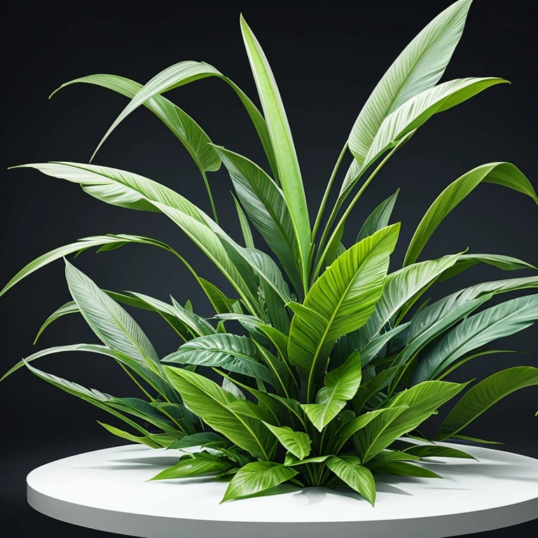 "Futuristic, spellbinding plant designs intertwining plants, technology, and radiance.