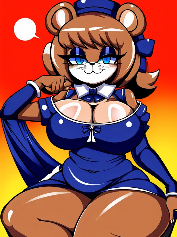 (por Yamaraim,por Cuchuflin,por Thehelmetguy,por Tzokatli),(oi nada),(best quality),(master part), quebrar Solo,Fredina,Hair,Cartola,antro maior, mammal, Boate Fredina, olhos azuis,quebrar ,quarto escuro,Posar,digital \(Artwork)vestido