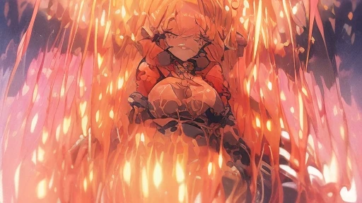 (high quality:1.2),masterpiece:1.2,fine art,illustration,lonely,1girl,beautiful detailed smile,big breasts,slim waist,full body,orange hair,transparent clothing