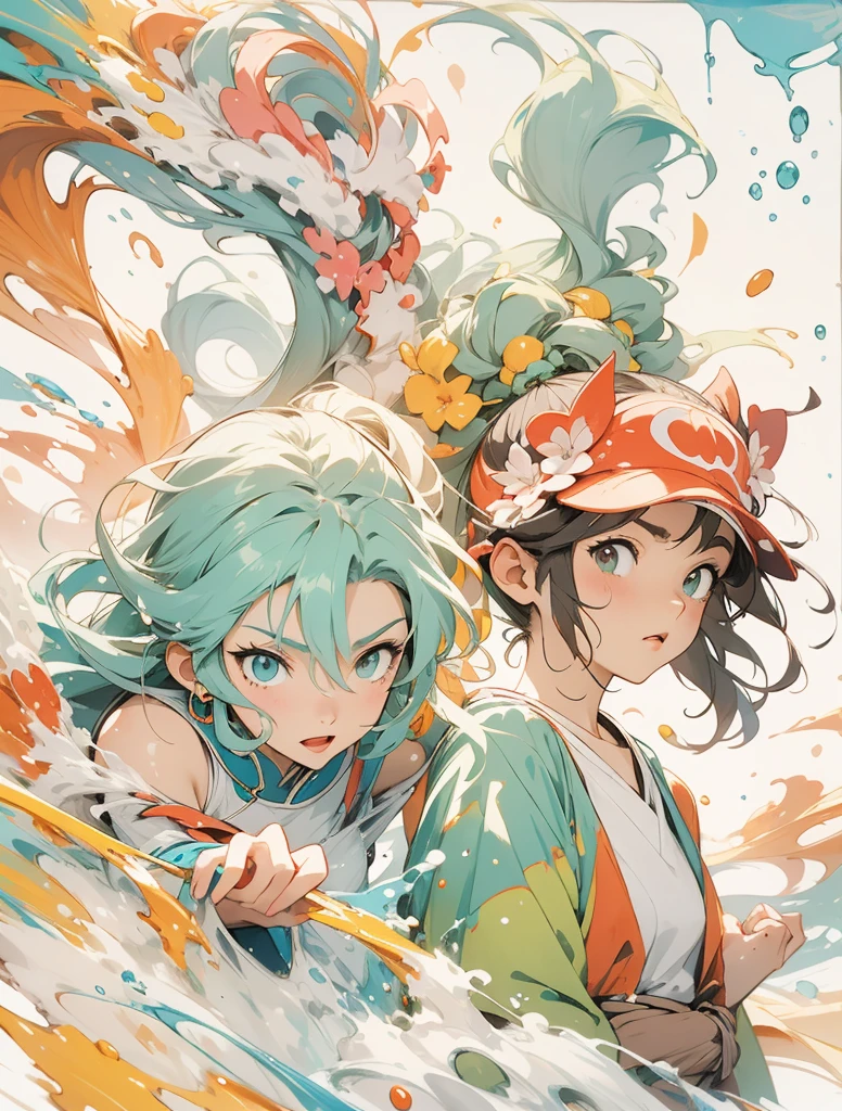 Bright and Colorful splash Art by studio ghibli