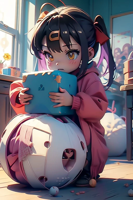Anime Katze spielt Ball