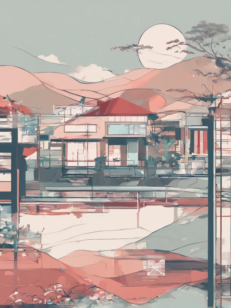 (Japandi), Japandi Wall Art, minimalist, Cherrys, super detailed