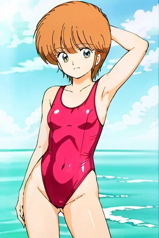1girl, Hikaru Hiyama, best quality, highres, masutepiece、hiquality、Hi-Res、1 persons、girl with、onepiece swimsuit、Accurate drawing、Detailed drawing、