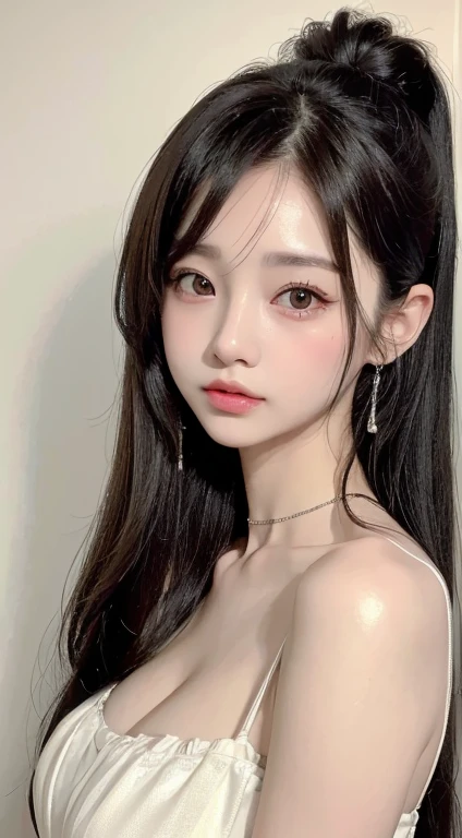 mix 4, (8K, Raw photo, best image quality, masterpiece: 1.45), (genuine, photogenuineistic、photogenuineistic:1.37、1080.1), 一人のgirl、cute、darkness、Wet、professional lighting、photon mapping、Physically based rendering、gradient black hair、long curly hair、good looking、girl、 highest quality photos, High resolution, 47p, (cute face), (Detailed facial description)、(Detailed Hand Explanation), (masterpiece), (Detailed CG), extreme light and shadow, masterpiece, Rich details, (detailed facial features), (best image qualityの紴), (masterpiece), (fine eyes), look at the camera, thin clavicle, (condescending expression)、, super detailed face, lip details, fine eyes, double eyelid ,5 years old 、korean little girl:1.8、no makeup、full body image、ponytail