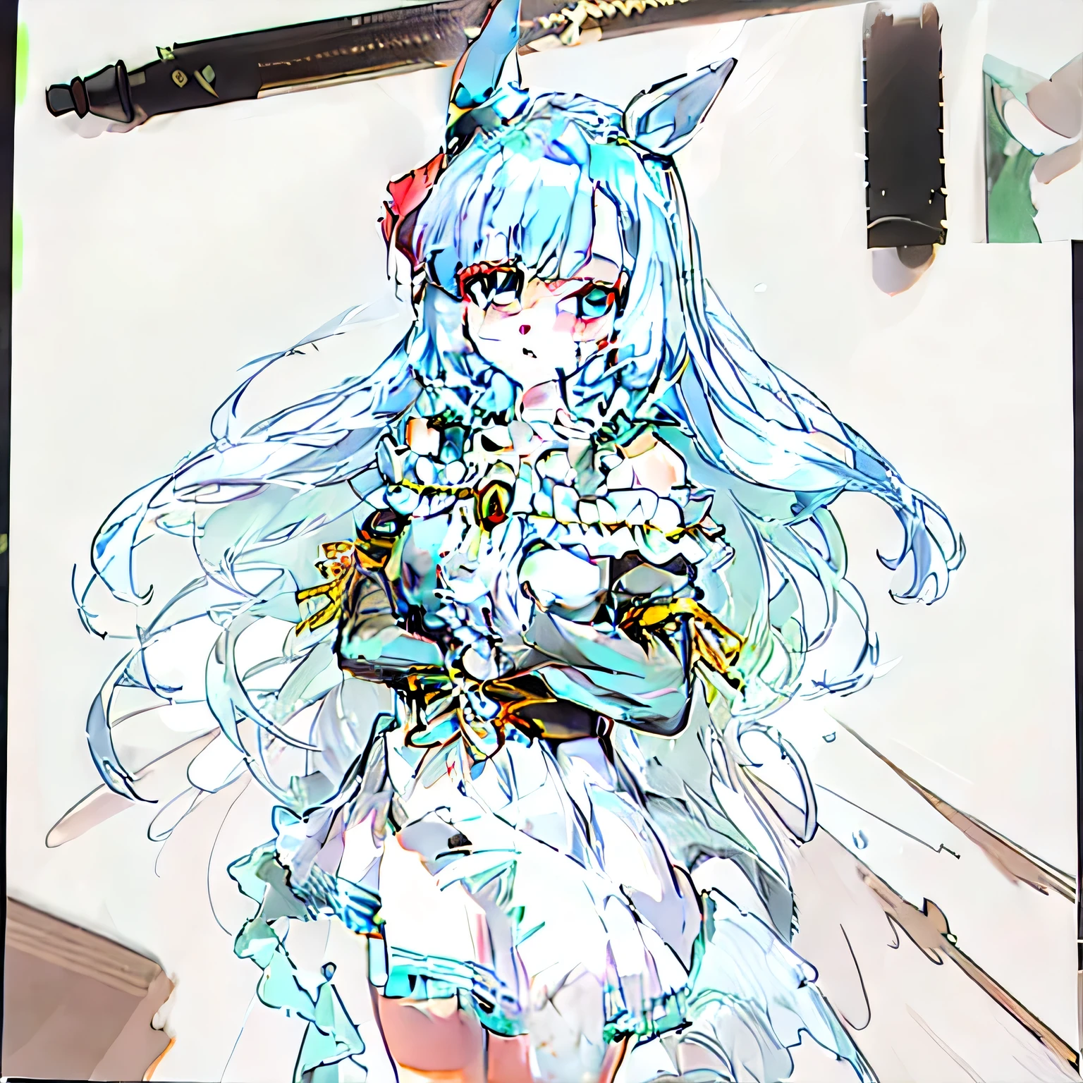 A long hair、drawing of woman in cloak, anime sketch, Kitagawa Marin fan art, anime drawing, anime shadow), an anime drawing, Flat anime style shading, Thick black line drawing, thick line draft, corporate committee, Detailed fanart, old sketch, line drawing!!, by kamaguka, clean anime outlines