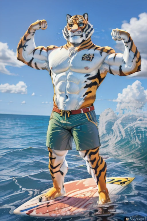  ((( ocar at a beach surfing on a surfboard in the ocean on a wave wearing just green shorts shirtless)) ), (by Homogenousrule, by Wildering, by Foxovh, by Catcouch), 4k,(by totesfleisch8 and  fur, 
(( posing on a surfboard that is being used in the ocean that he is on at the beach )),Sharp gaze, hentai , anthro, shortstack, standing, looking  at viewer,muscular, the beach is in background, extremely detailed, 3d render, high quality  digital art, huge thighs , detailed eyes, ,henati, good anatomy, good perspective at beach , front towards viewer,face up, by bebebebebe, by sicklyhypnos, by gerkk, by orf, (  by cutesexyrobutts, by darkgem, by zackary911, , (  by singafurian, by daftpatriot, sassy, cute, detailed face, handsome , seductive face,  face, detailed mouth,  fur, hentai style, leo alvarez, bara, (posing:1.3), (soft shading), 4k, hi res, detailed hands, ((detailed face, (detailed eyes:1.0), detailed)), by zackarry911, by zaush, (by personalami:0.5), looking at viewer,  image, navel, nipples, full body, one person focus, thick thighs,  Hentai, day, sexy, sensual, detailed, uploaded to e621, beautiful and detailed male image of an anthropomorphic tiger ,(highres,:1.2), Smiling happy extremely detailed, photorealistic, 3d render , high quality  digital art,Hentai artstyle, a close up of a person with a very large body and a very big body,  fur, standing up flexing his muscles at a beach on a surfboard in the ocean with the beach in the background wearing green shorts, huge, ((Oscar)) 