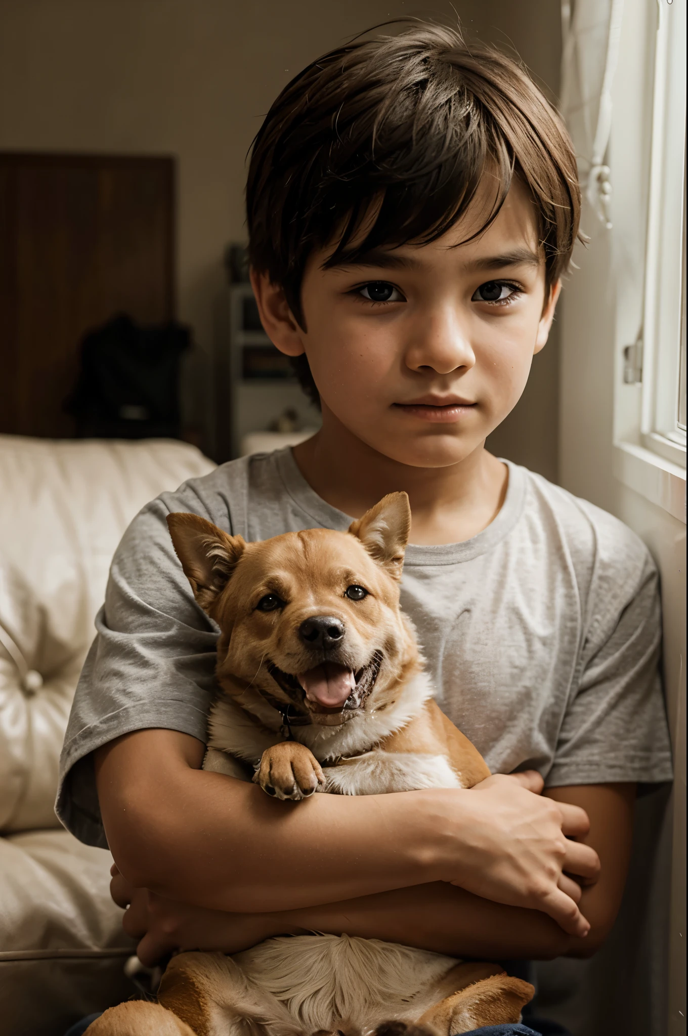 boy with his pet realistic image