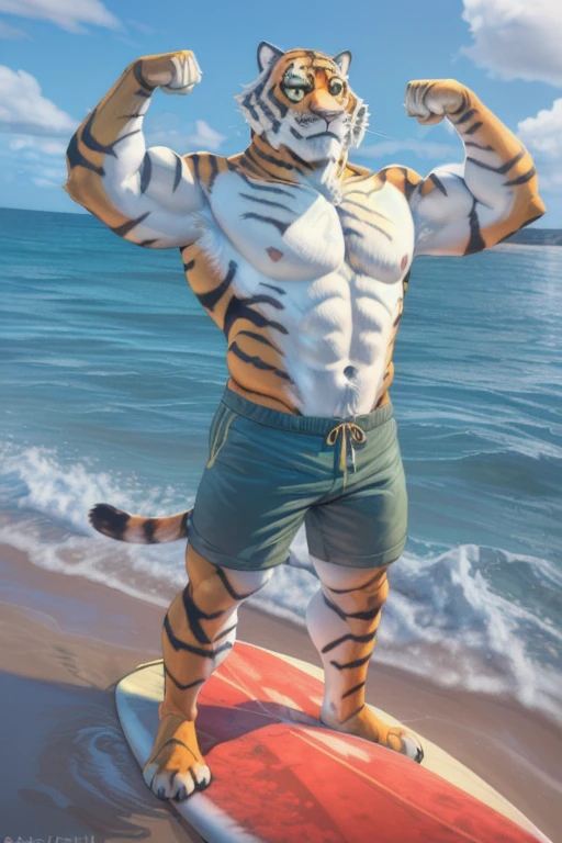 ((( ocar at a beach surfing on a surfboard in the ocean on a wave wearing just green shorts shirtless)) ), (by Homogenousrule, by Wildering, by Foxovh, by Catcouch), 4k,(by totesfleisch8 and fur,
(( posing on a surfboard that is being used in the ocean that he is on at the beach )),Sharp gaze, hentai , anthro, shortstack, standing, looking at viewer,muscular, the beach is in background, extremely detailed, 3d render, high quality digital art, huge thighs , detailed eyes, ,henati, good anatomy, good perspective at beach , front towards viewer,face up, by bebebebebe, by sicklyhypnos, by gerkk, by orf, ( by cutesexyrobutts, by darkgem, by zackary911, , ( by singafurian, by daftpatriot, sassy, cute, detailed face, handsome , seductive face, face, detailed mouth, fur, hentai style, leo alvarez, bara, (posing:1.3), (soft shading), 4k, hi res, detailed hands, ((detailed face, (detailed eyes:1.0), detailed)), by zackarry911, by zaush, (by personalami:0.5), looking at viewer, image, navel, nipples, full body, one person focus, thick thighs, Hentai, day, sexy, sensual, detailed, uploaded to e621, beautiful and detailed male image of an anthropomorphic tiger ,(highres,:1.2), Smiling happy extremely detailed, photorealistic, 3d render , high quality digital art,Hentai artstyle, a close up of a person with a very large body and a very big body, fur, standing up flexing his muscles at a beach on a surfboard in the ocean with the beach in the background wearing green shorts, huge, ((Oscar))