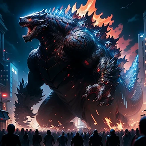 Godzilla and king Kong city night 