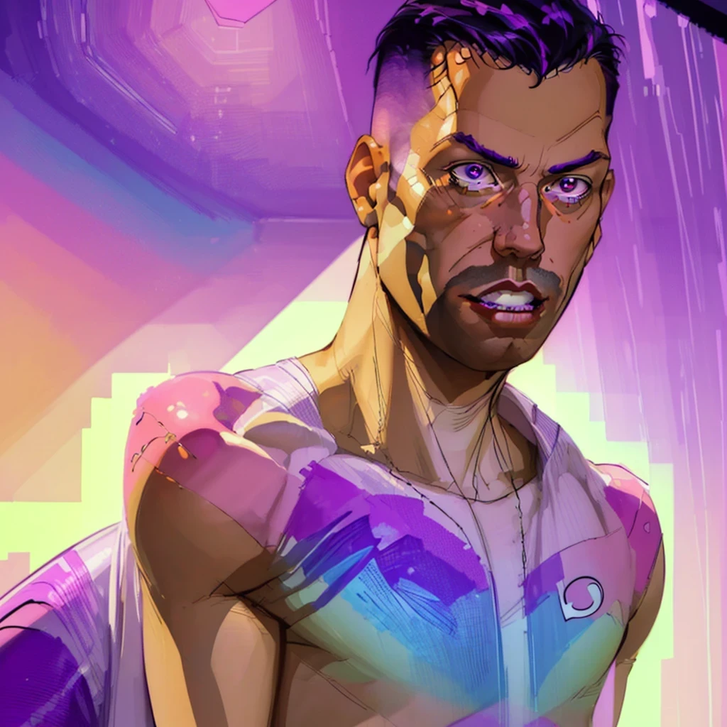 (The art of leading technology，1.4)，Ahead of the curve，（Electronic systems: overhead humanoid robots，Naked muscular masculinity：1.2），（tmasterpiece，best qualityer，Official fine art， Aesthetics：1.2），（Hyper-detailing），（（see-through thong：1.2））（（Biopunk，Cyborg man：1.1））（（various old tvs in the background：1.1））finely detailled，Most Best Illustration，hand-drawn high quality，（scybernetic，hight contrast），（Have a detailed brain that you can see：1.3），（Artistically），（Complex lines），Clear lines，s fractal art，（nakeness，Muscular macho，full-body portraits，see-through thong，Extreme closeup：1.1），（Muscular macho，Skin tone transparent tweezers：1.1）（,With a delicate heart that can be seen：1.1），The perfect facial features of a supermodel，whole body show（muscles cable wires：1.2），Large scene composition，Perfect pectorals and abs，Mysterious night，Extremely provocative and sexy（Add details），（detailedbackground：1.2），（|cyber punk perssonage，core，），A high resolution，extremy detailed（（Realistic skin，Ultra-artistic，I only wore a pair of transparent thongs with a skin tone，The internal structure is faintly visible：1.2））（（whole body display，Extreme detail：1.2））（Canon M50|100mm|sharp fokus |Gently|ultra-realistic realism |The is very detailed|intricately details |blood vessel ：1.2）