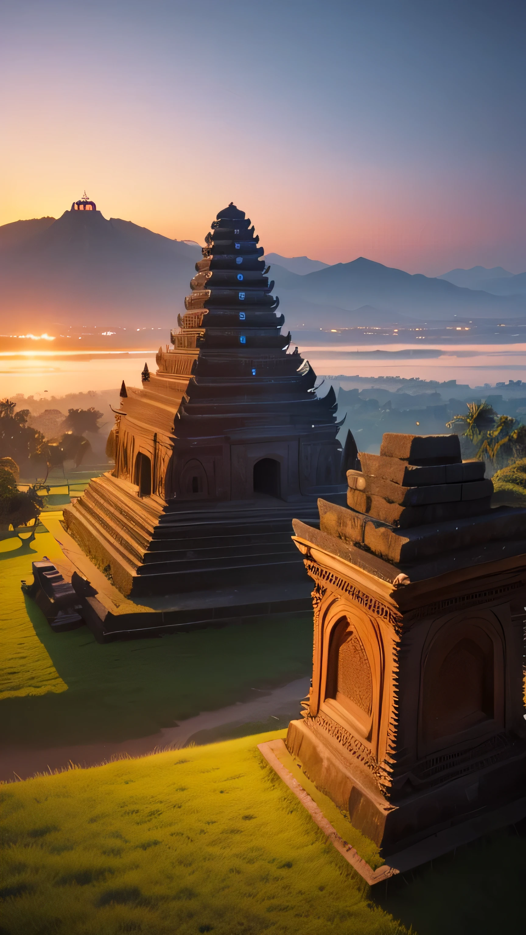 candi muara takus, Indonesian, ancient monument, twilight sky, 8k, high quality 
