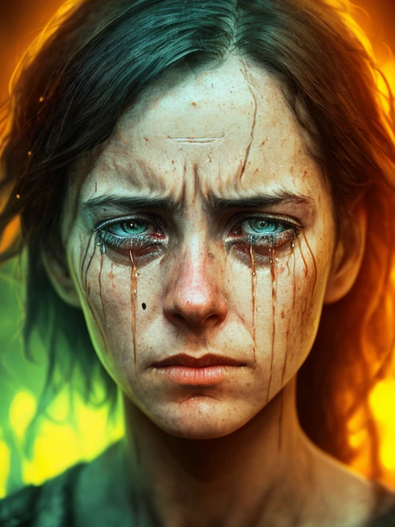 a portrait of a crying, toxic, god, elder, epic realistic, faded, (((hdr))), hyperdetailed, cinematic, warm lights, intricate details, tears